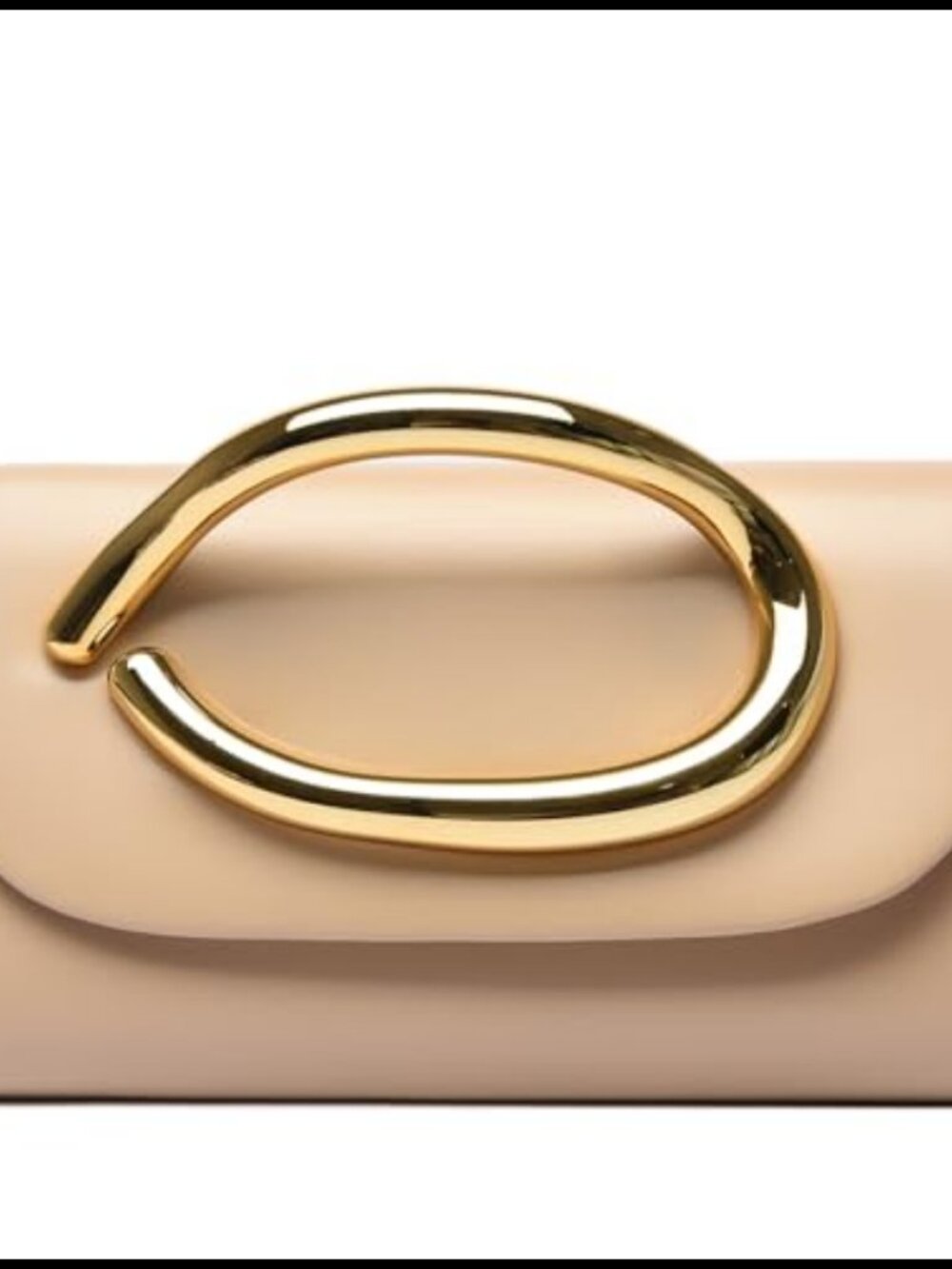 Vegan Leather Evening Clutch with Gold Handle Detachable Chain Strap